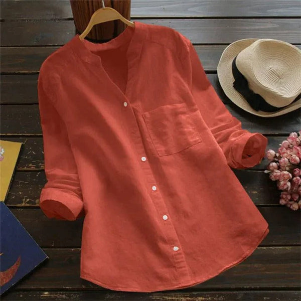 Women's Linen-Cotton Shirt - Breathable Relaxed-Fit Top