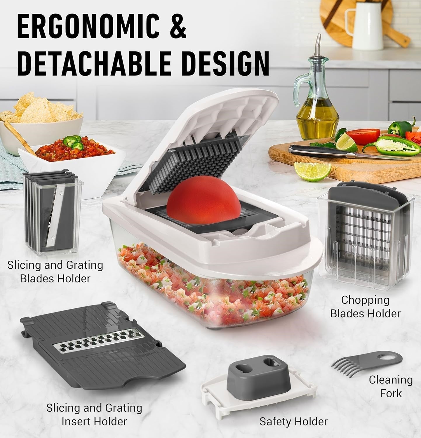 10-in-1 Vegetable Slicer - 8 Interchangeable Blades for Fast Prep
