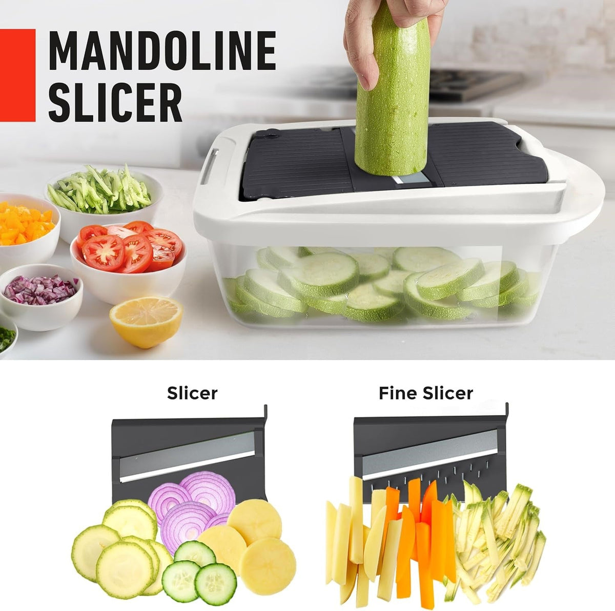 10-in-1 Vegetable Slicer - 8 Interchangeable Blades for Fast Prep