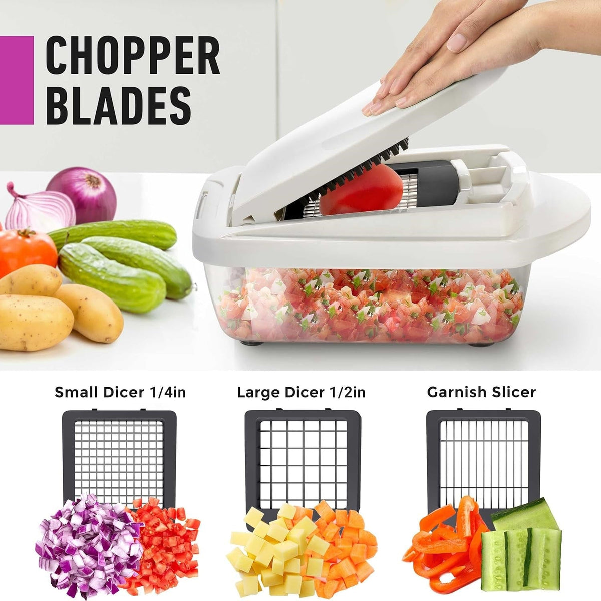 10-in-1 Vegetable Slicer - 8 Interchangeable Blades for Fast Prep