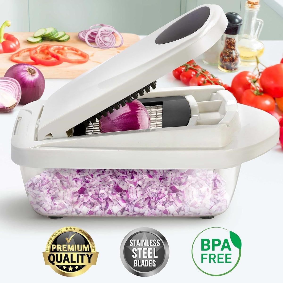 10-in-1 Vegetable Slicer - 8 Interchangeable Blades for Fast Prep