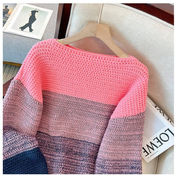 Cozy Plus Size Fall Sweater - Lounge-Style Color-Block Patchwork