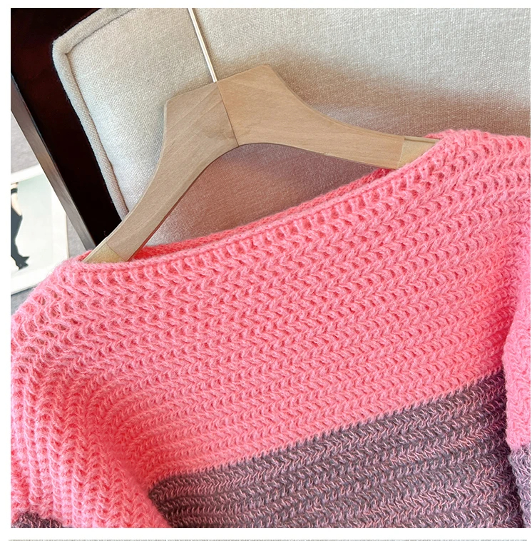 Cozy Plus Size Fall Sweater - Lounge-Style Color-Block Patchwork