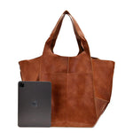Oversized Vintage Leather Shoulder Bag - Everyday Carryall