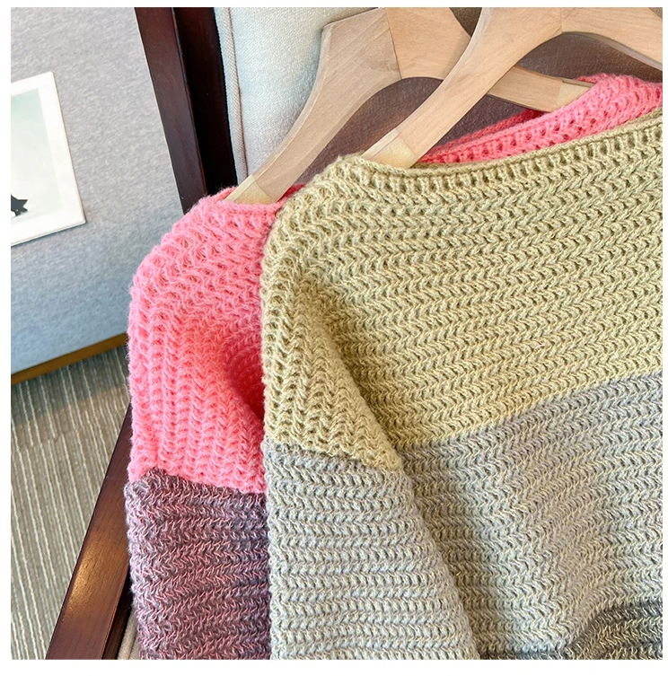 Cozy Plus Size Fall Sweater - Lounge-Style Color-Block Patchwork
