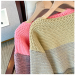 Cozy Plus Size Fall Sweater - Lounge-Style Color-Block Patchwork
