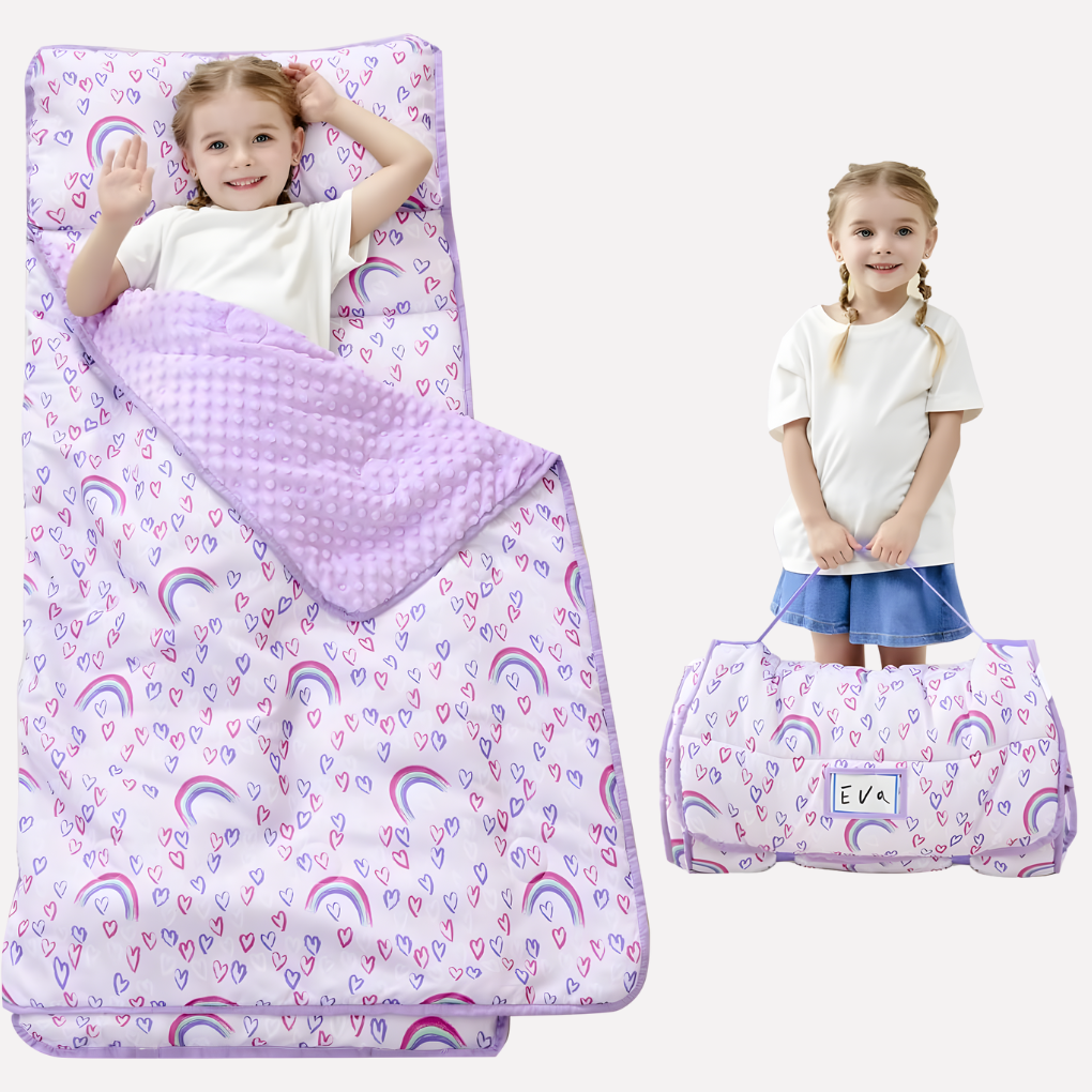 Toddler Nap Mat Set - Padded Mat, Pillow & Blanket