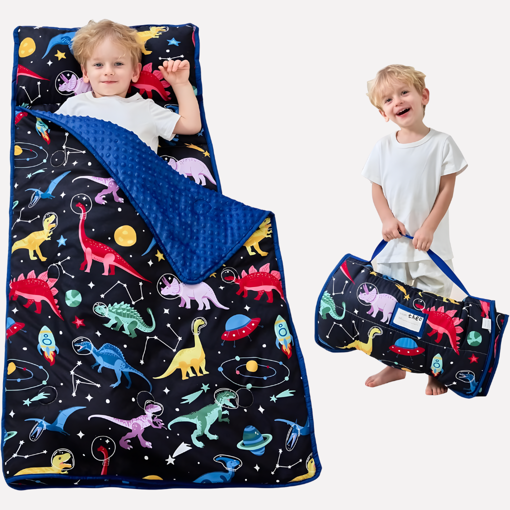 Toddler Nap Mat Set - Padded Mat, Pillow & Blanket