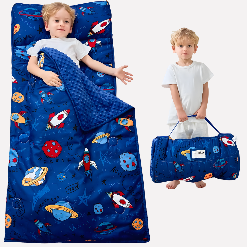 Toddler Nap Mat Set - Padded Mat, Pillow & Blanket