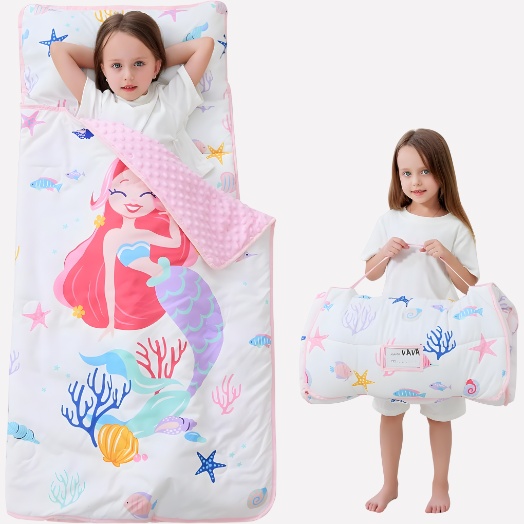 Toddler Nap Mat Set - Padded Mat, Pillow & Blanket