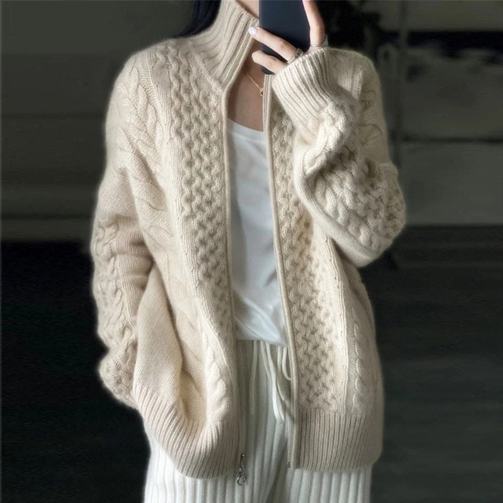 Cashmere Cardigan with High Neckline - Soft, Cozy Layering Piece