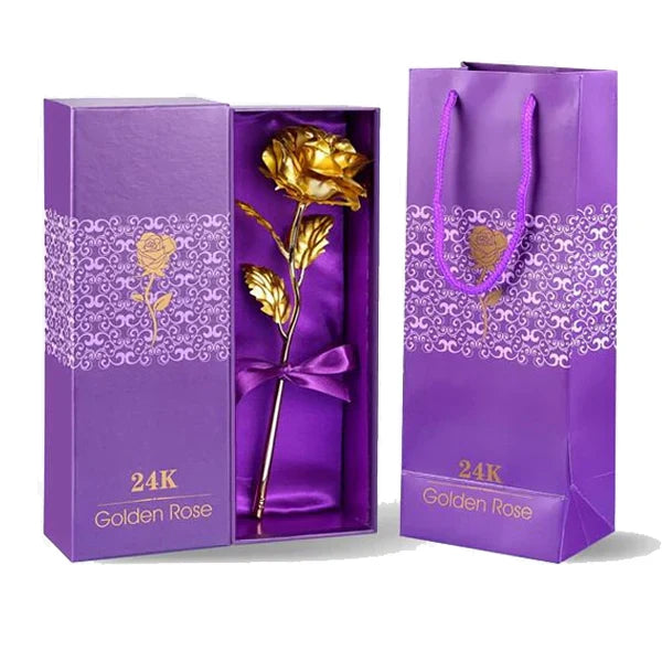 24K Gold Dipped Real Rose - Preserved Keepsake Gift Box