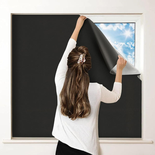 Adhesive Blackout Window Cover - Sun-Blocking Room Darkening Shade