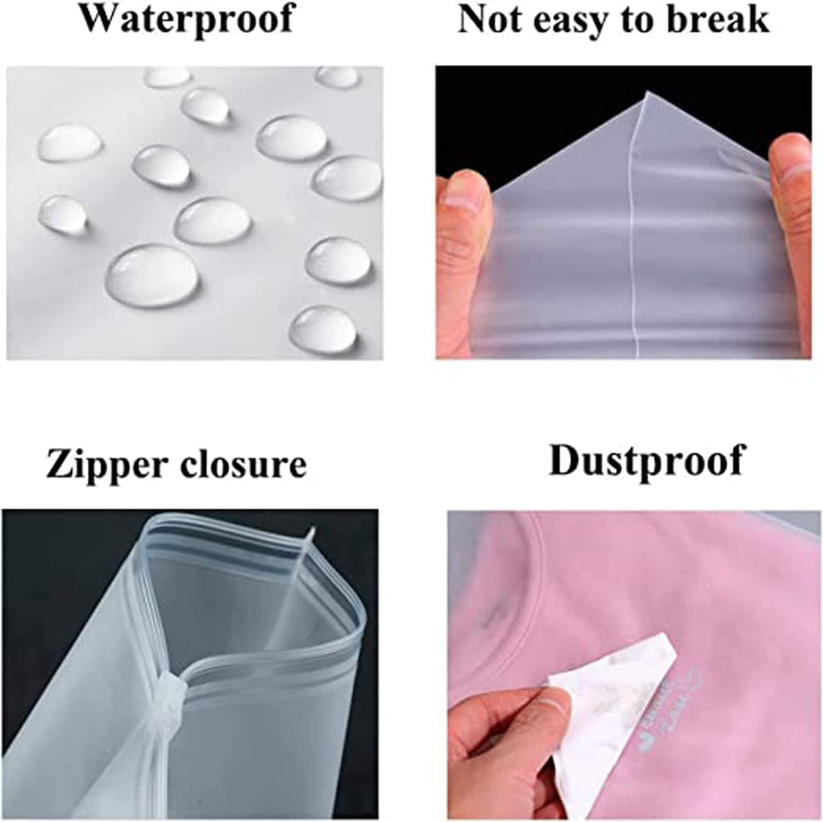 Frosted Zip Storage Bags Set - Dust-Free Garment & Closet Sleeves