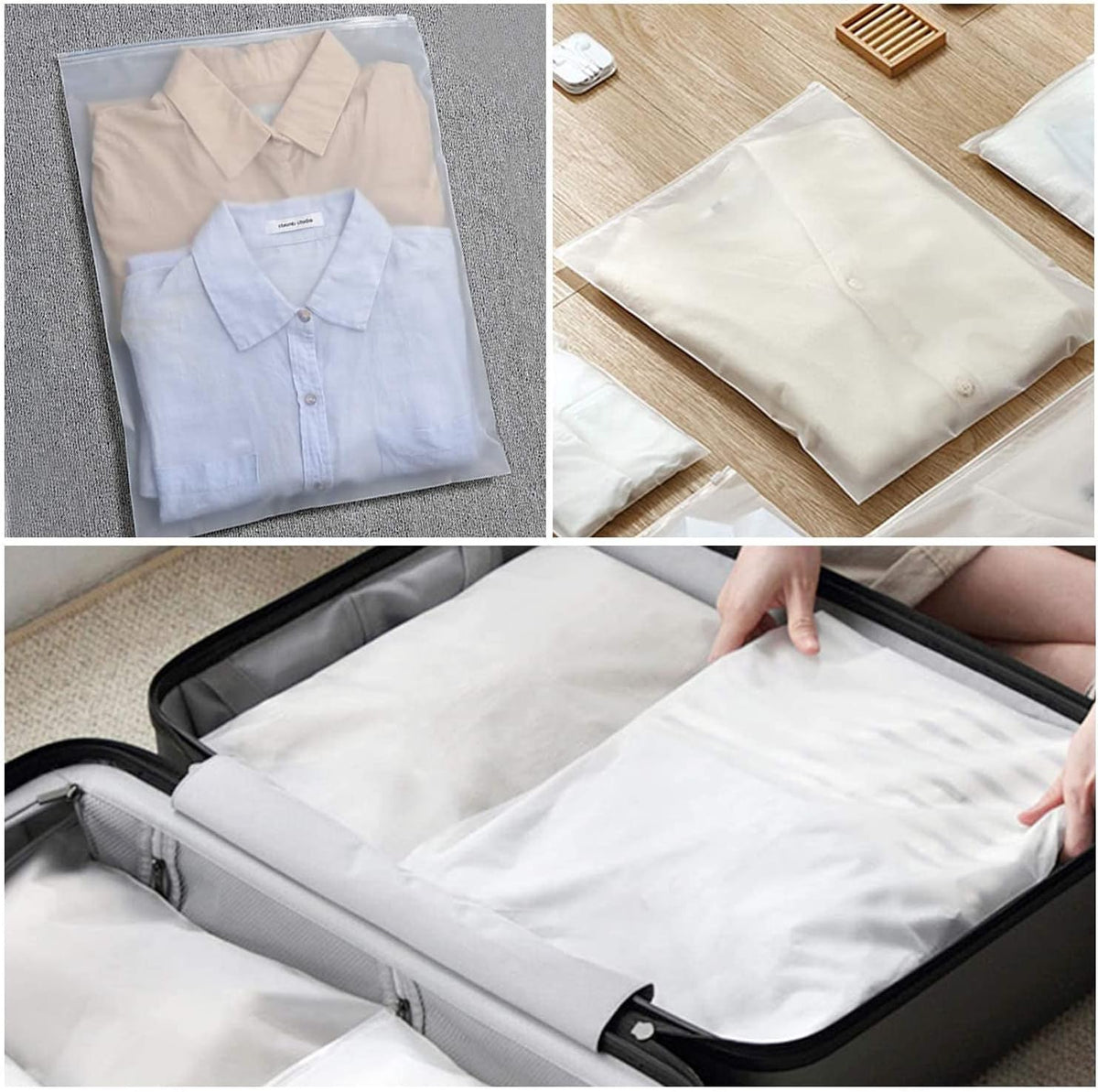 Frosted Zip Storage Bags Set - Dust-Free Garment & Closet Sleeves