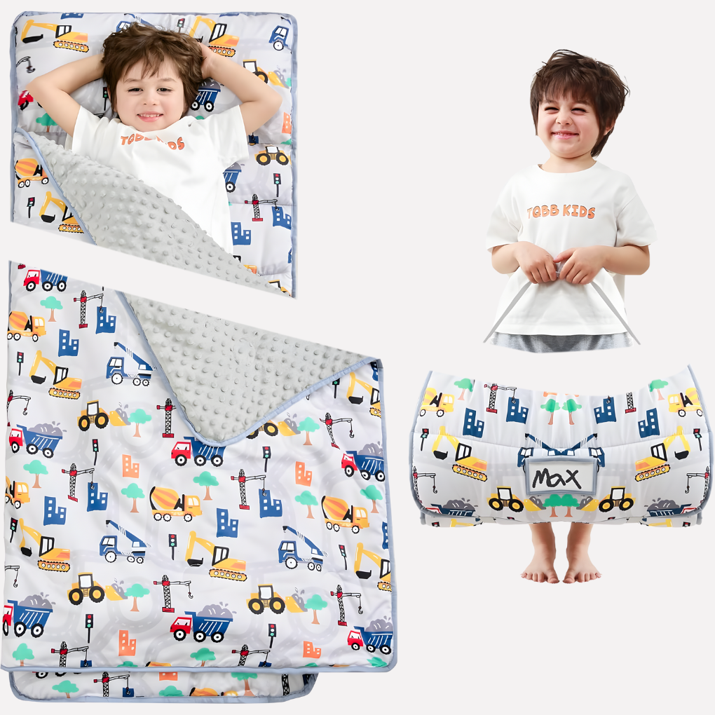 Toddler Nap Mat Set - Padded Mat, Pillow & Blanket
