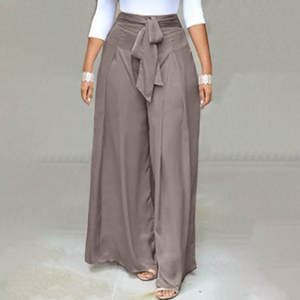 Plus-Size Wide-Leg Work Pants - High-Waist Palazzo Style