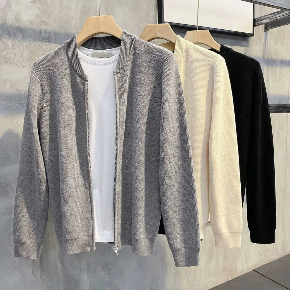 Men's Knitted Cardigan - Warm Zip-Up Everyday Layer