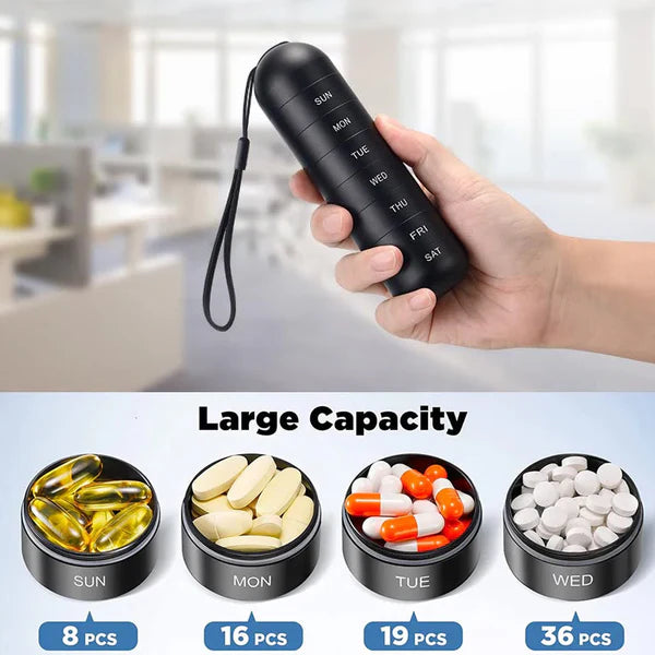 7-Day Aluminum Pill Organizer - Portable Travel Pill Box