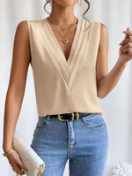 Women's Sleeveless V-Neck Top - Effortless Everyday Elegance