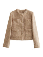 Women's Cropped Tweed Jacket - Timeless Sophistication, Modern Fit