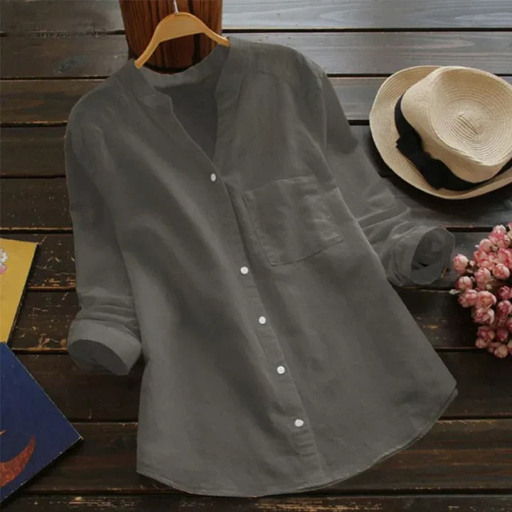 Women's Linen-Cotton Shirt - Breathable Relaxed-Fit Top