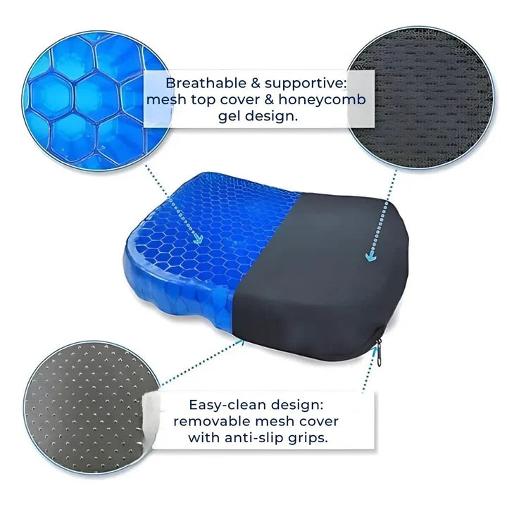 Orthopedic Gel Seat Cushion - Pressure Relief for Office, Car & Wheelchair