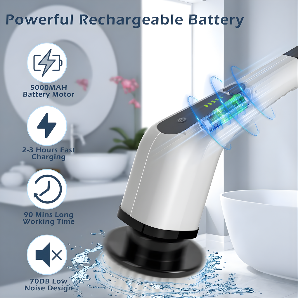 Cordless Cleaning Brush - Adjustable Multi-Surface Scrubber