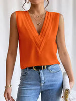 Women's Sleeveless V-Neck Top - Effortless Everyday Elegance