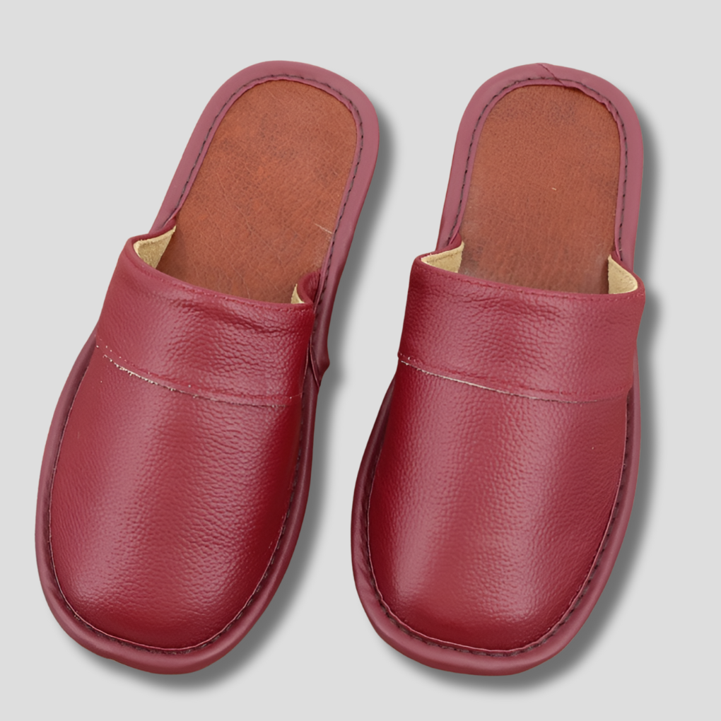 Men's Leather Slippers - Relaxed Comfort for Indoor Wear