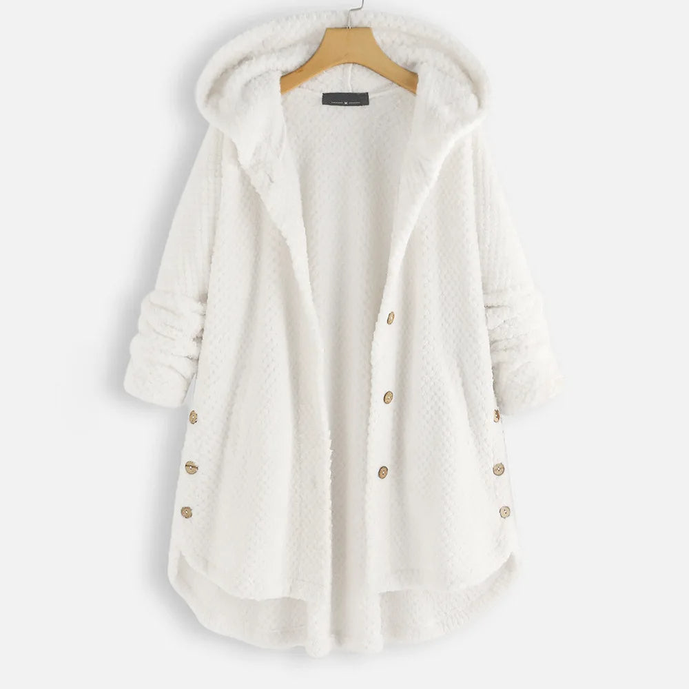 Velvet Chic Plus Size Winter Coat with Hood - Cozy Cold-Weather Style