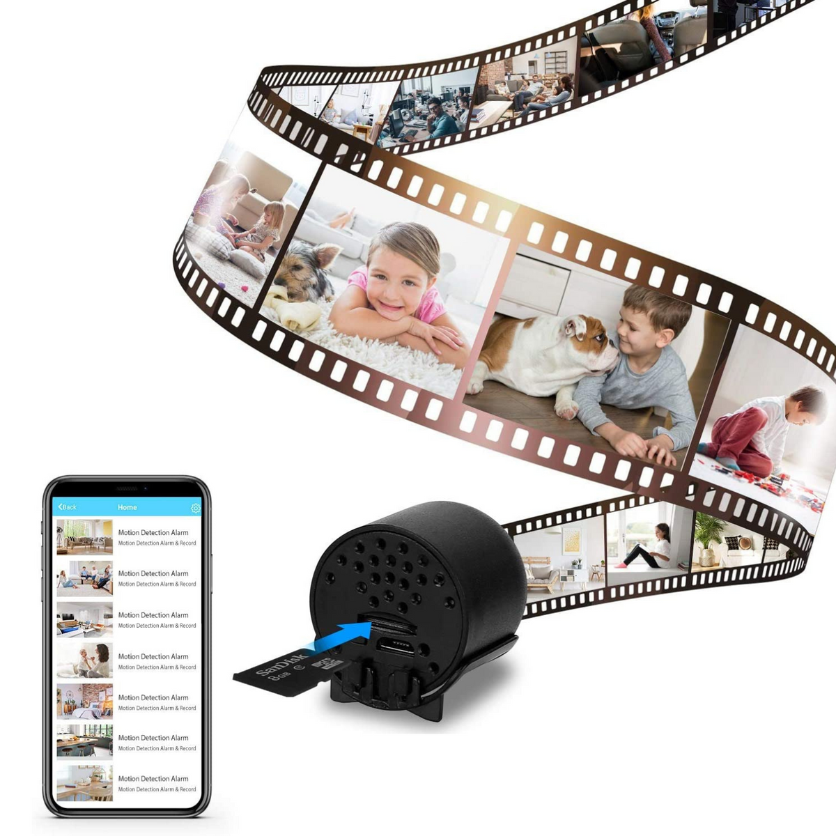 Mini WiFi Security Camera - HD Live View for Home Monitoring