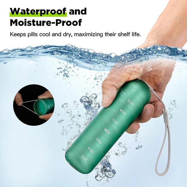 7-Day Aluminum Pill Organizer - Portable Travel Pill Box