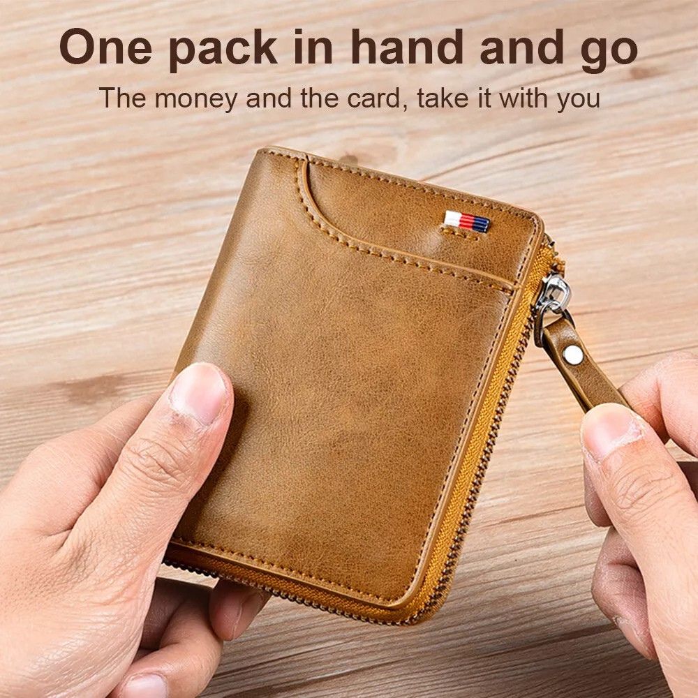 Men's RFID Blocking Wallet - Vintage PU Leather Card Holder