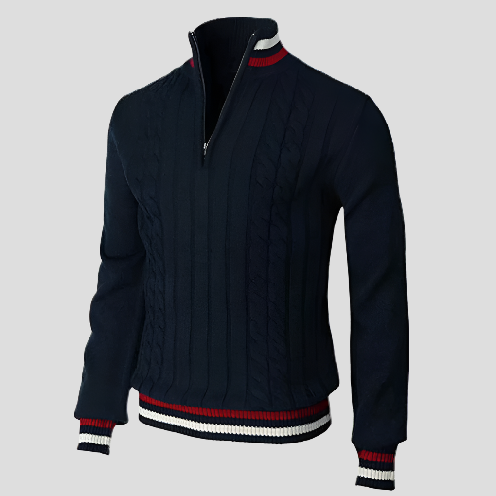 Men's Zippered Knit Sweater - Sleek Style, Everyday Comfort