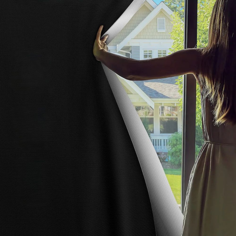 Adhesive Blackout Window Cover - Sun-Blocking Room Darkening Shade