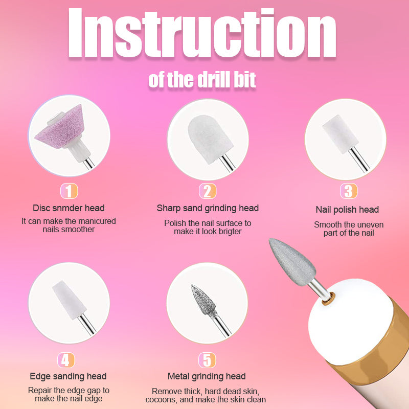 5-in-1 Electric Nail Polisher - Portable Manicure Tool with Light