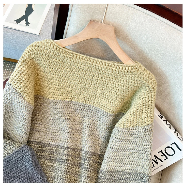Cozy Plus Size Fall Sweater - Lounge-Style Color-Block Patchwork