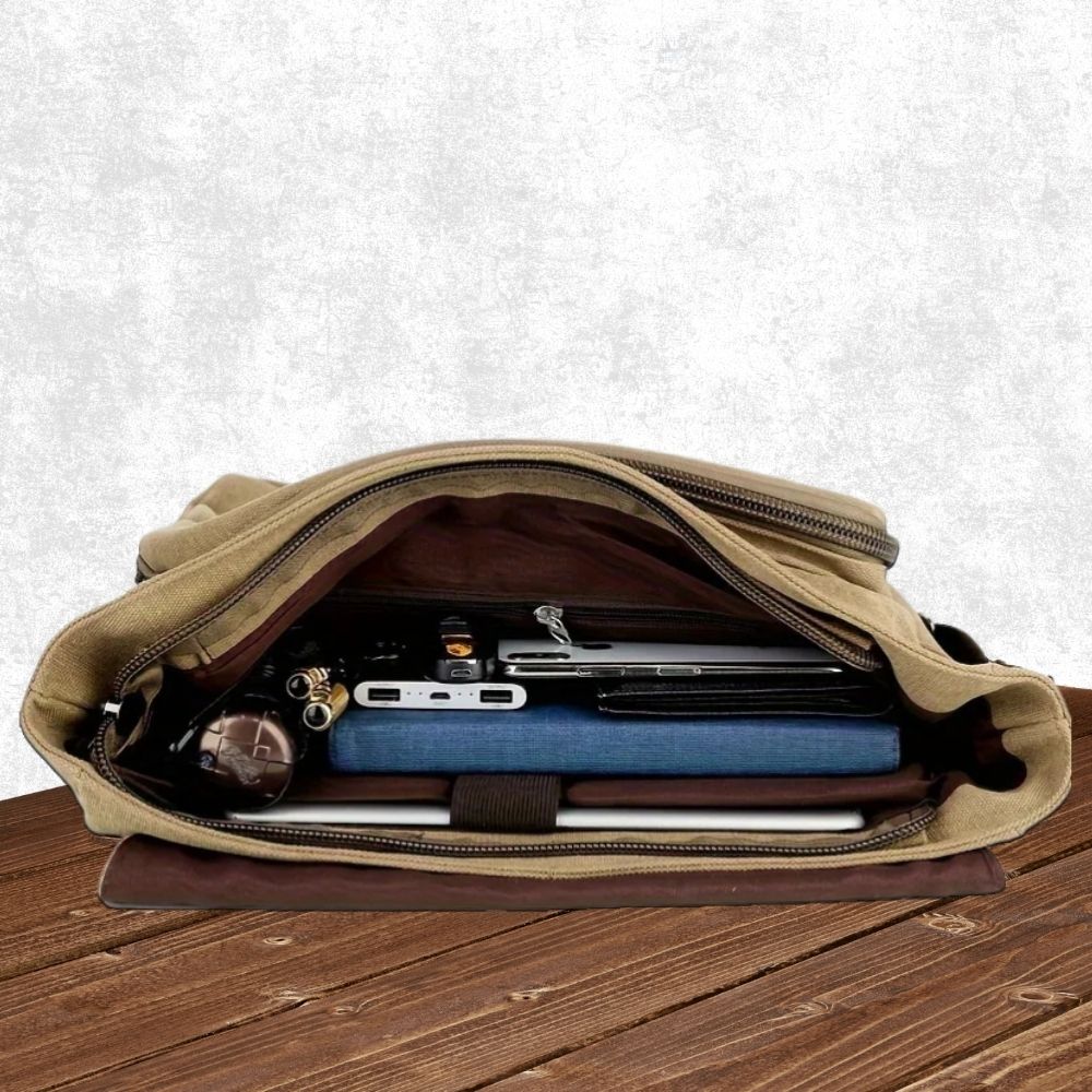 Men's Canvas Messenger Bag - Durable Satchel Sling Bag