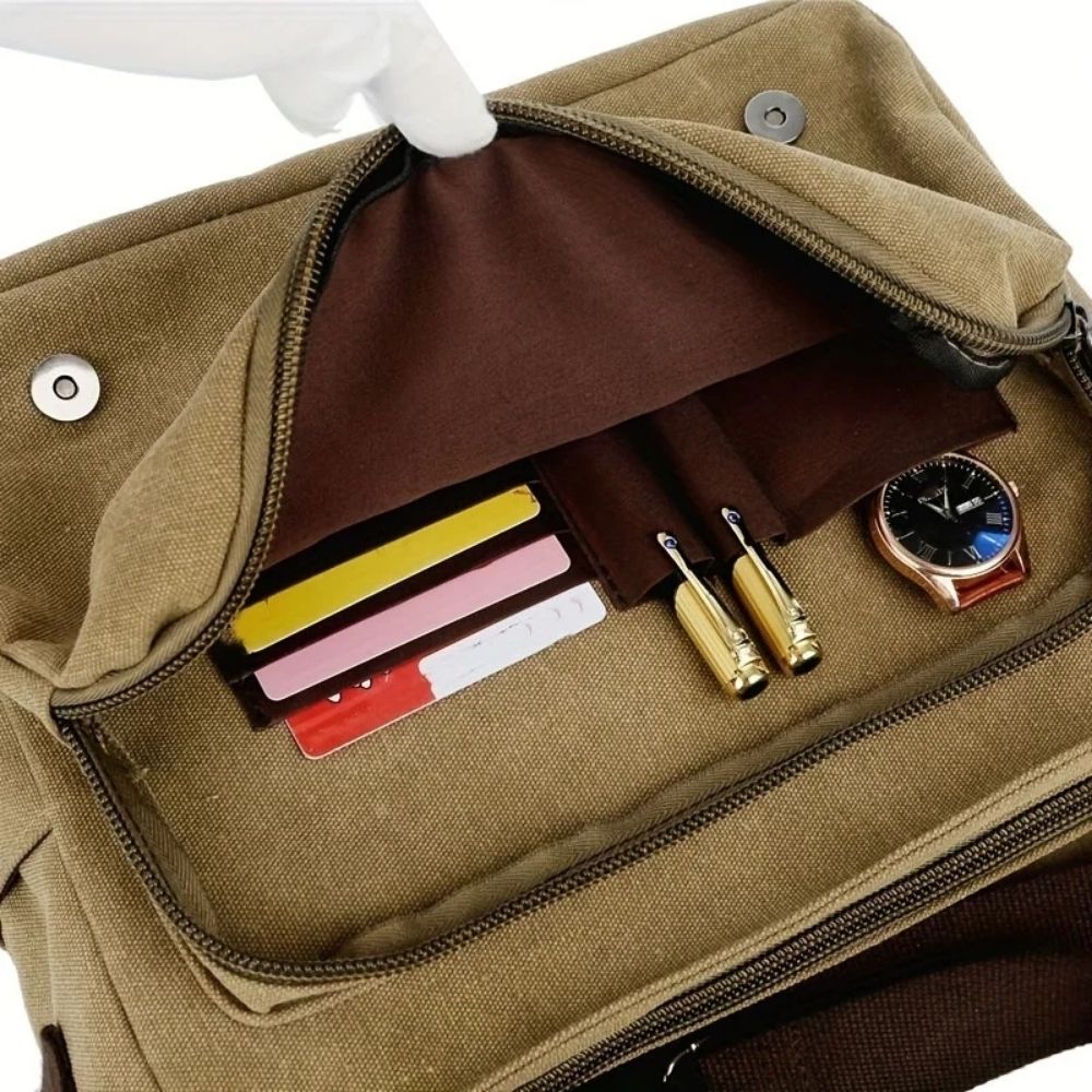 Men's Canvas Messenger Bag - Durable Satchel Sling Bag
