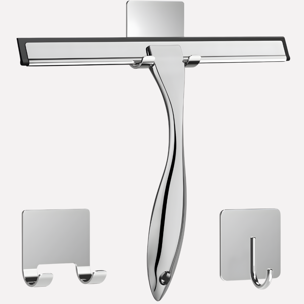 Stainless Steel Shower Squeegee - Wall-Mount Glass Cleaner