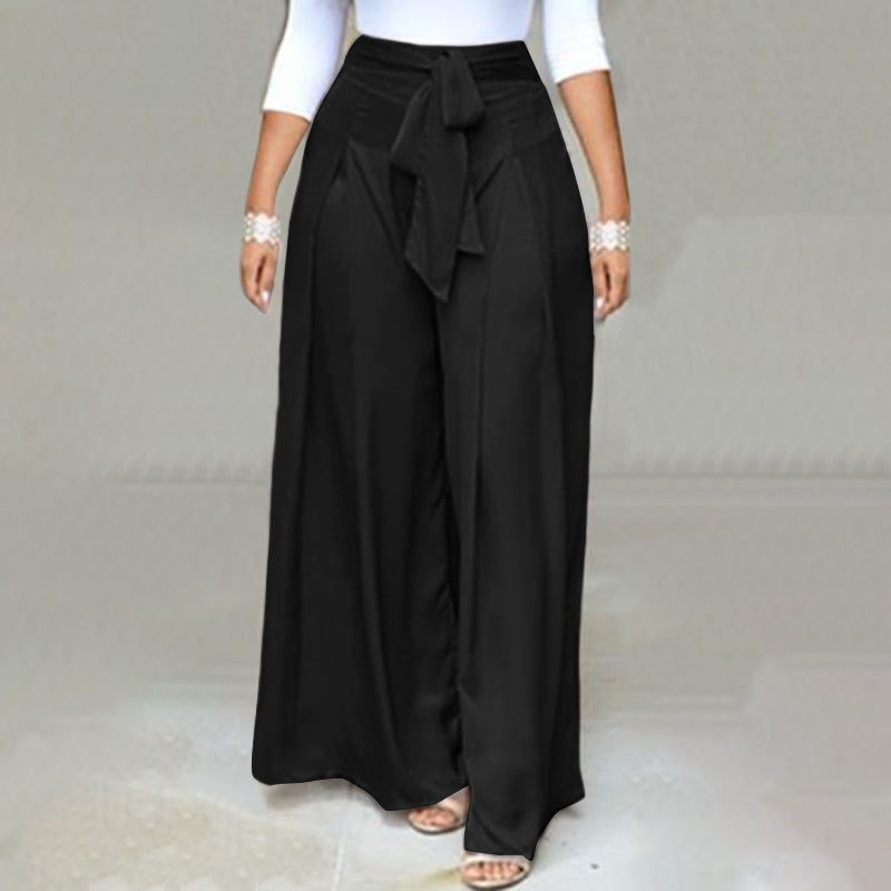 Plus-Size Wide-Leg Work Pants - High-Waist Palazzo Style