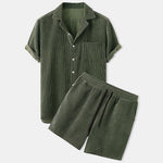 BreezeSet Corduroy Shorts Set - Lightweight Summer Two-Piece