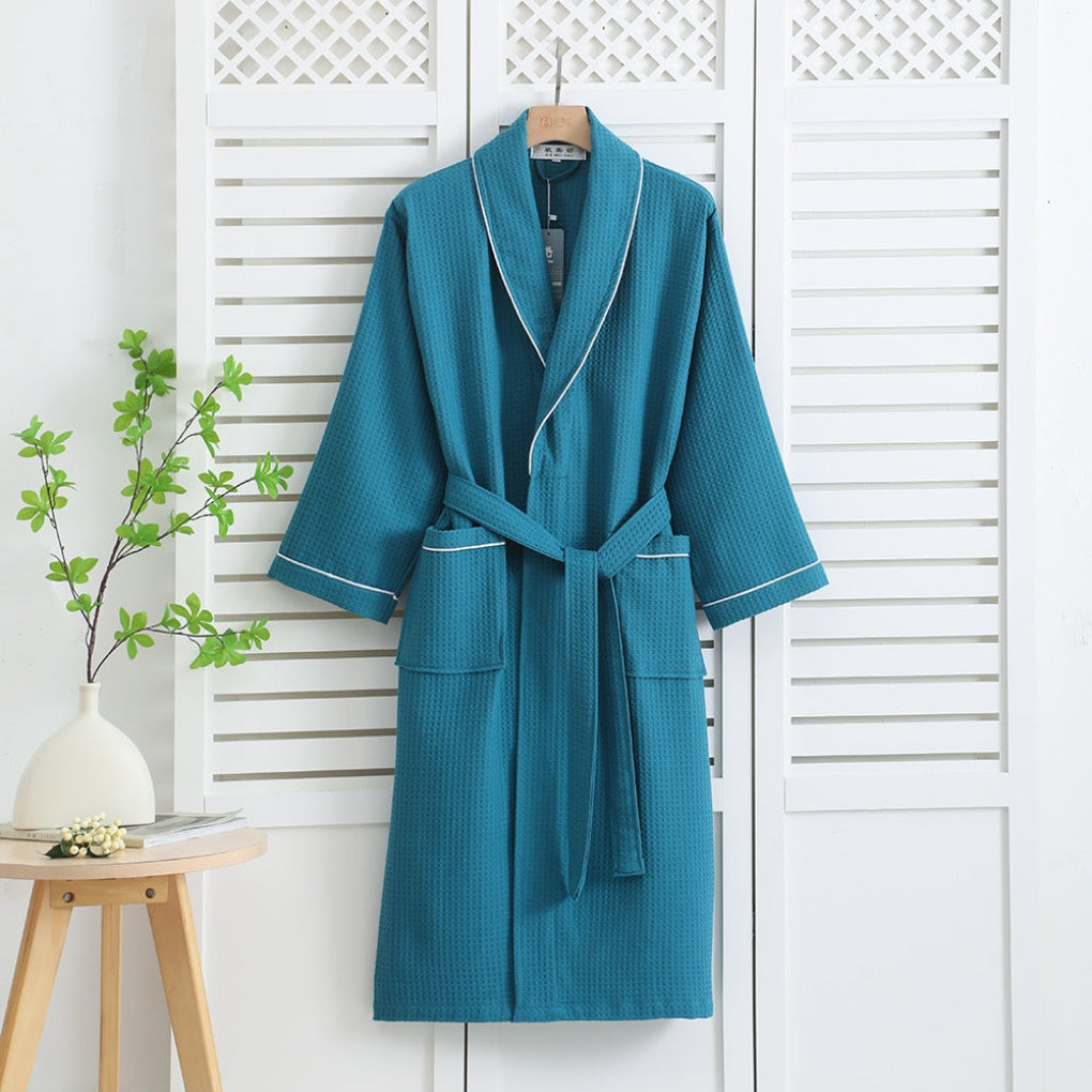 Kimono Cotton Waffle Bathrobe - Lightweight Couple's Robe