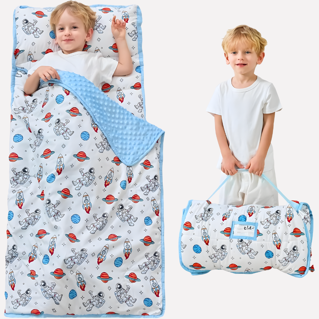 Toddler Nap Mat Set - Padded Mat, Pillow & Blanket
