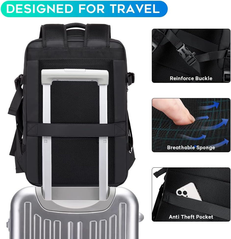 Expandable Travel Backpack - Laptop Sleeve & Duffle Carry