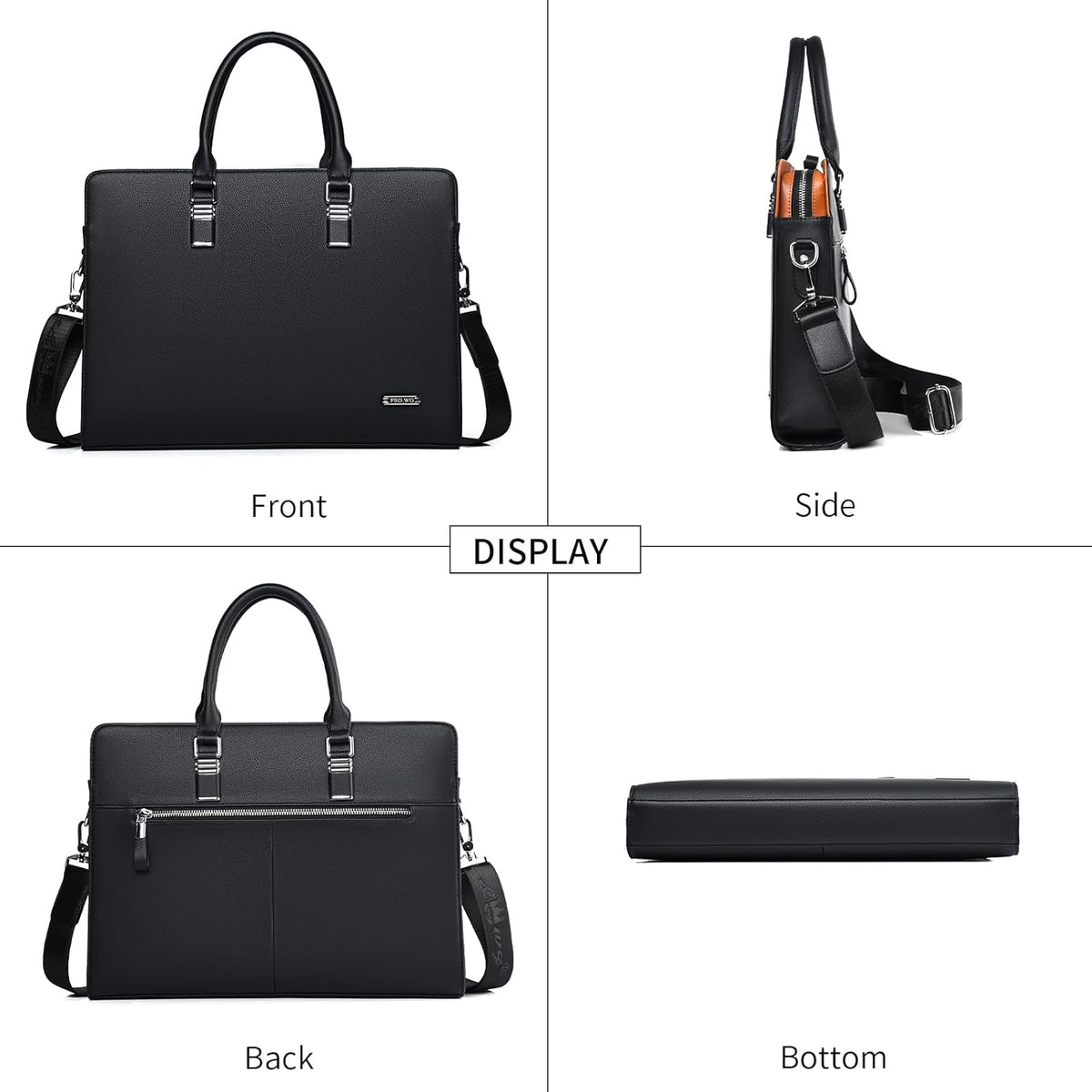 Genuine Leather Business Briefcase - Multi-Compartment Laptop Bag