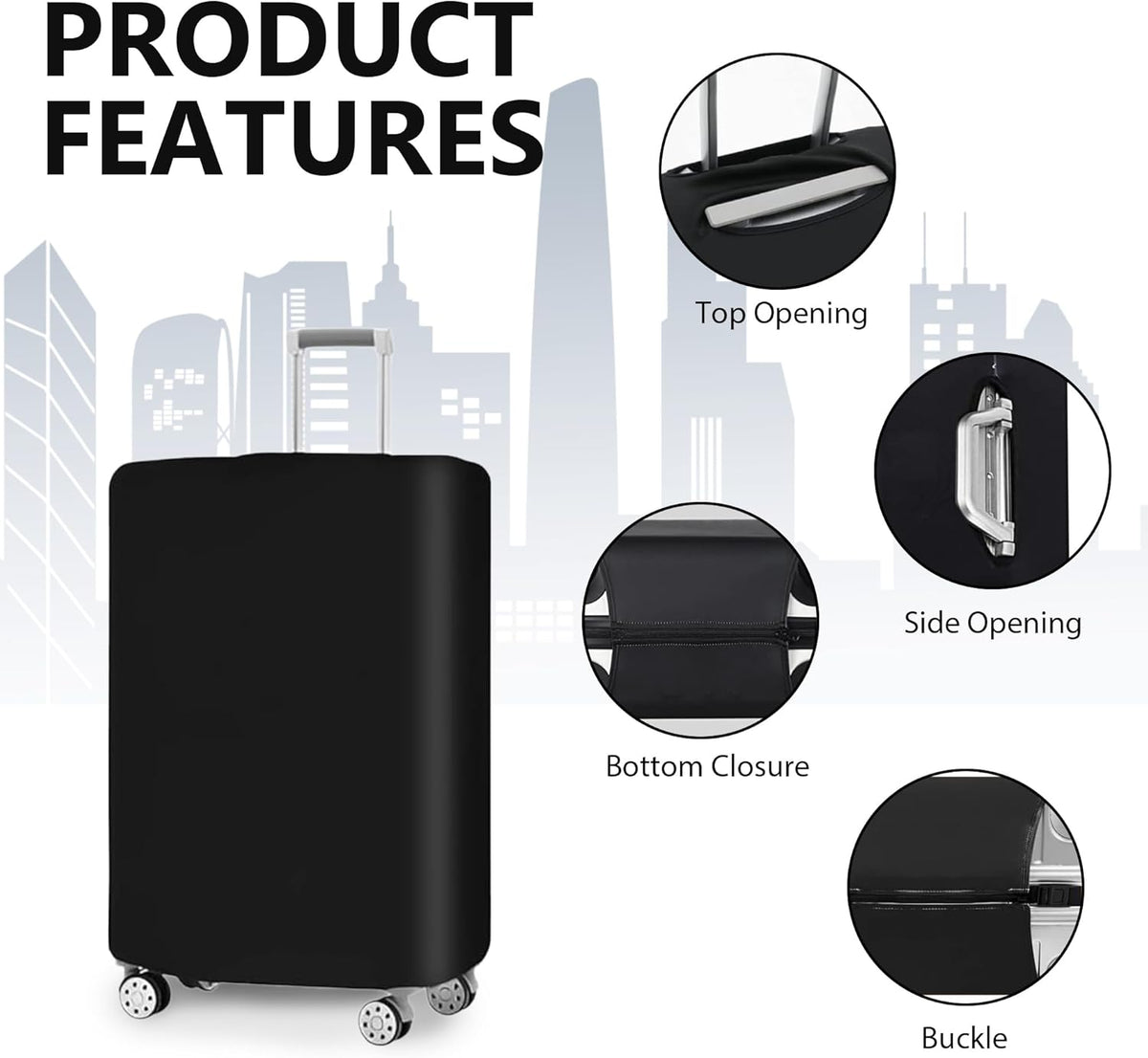 3-Piece Luggage Cover Set - Stretchable Anti-Tear Protection