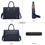 Genuine Leather Business Briefcase - Multi-Compartment Laptop Bag