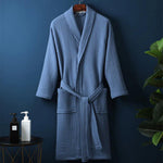 Waffle Cotton Terry Bathrobe - Lightweight Couple's Robe